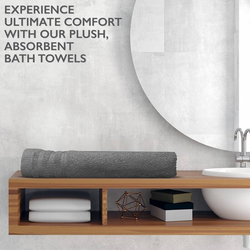 4 Piece Premium Cotton Bath Towels Set 27x54" Soft Absorbent - Cool Gray