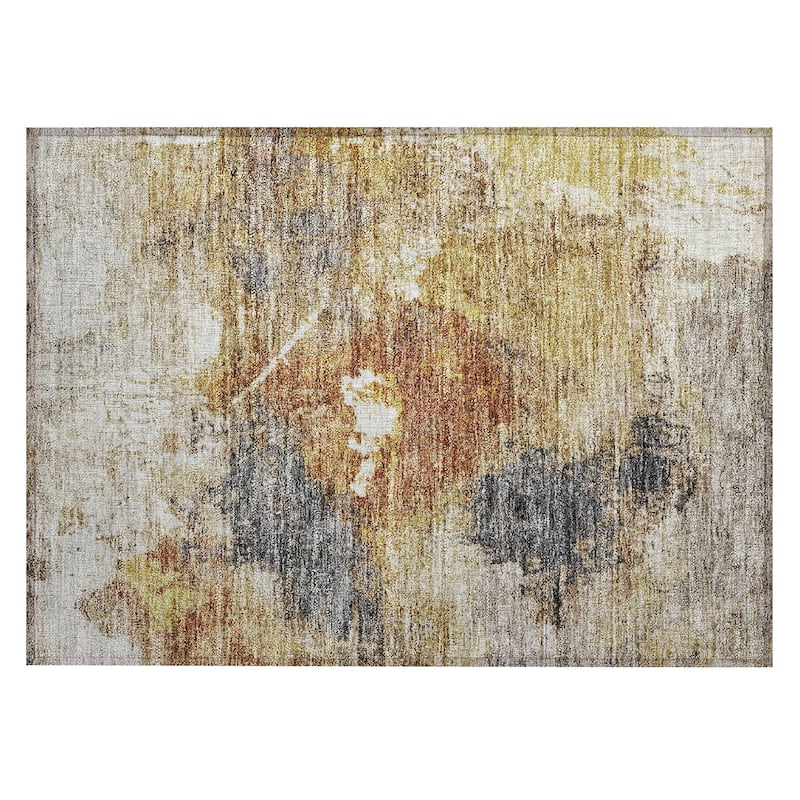 Machine Washable Indoor/ Outdoor Abstract Contemporary Chantille Rug