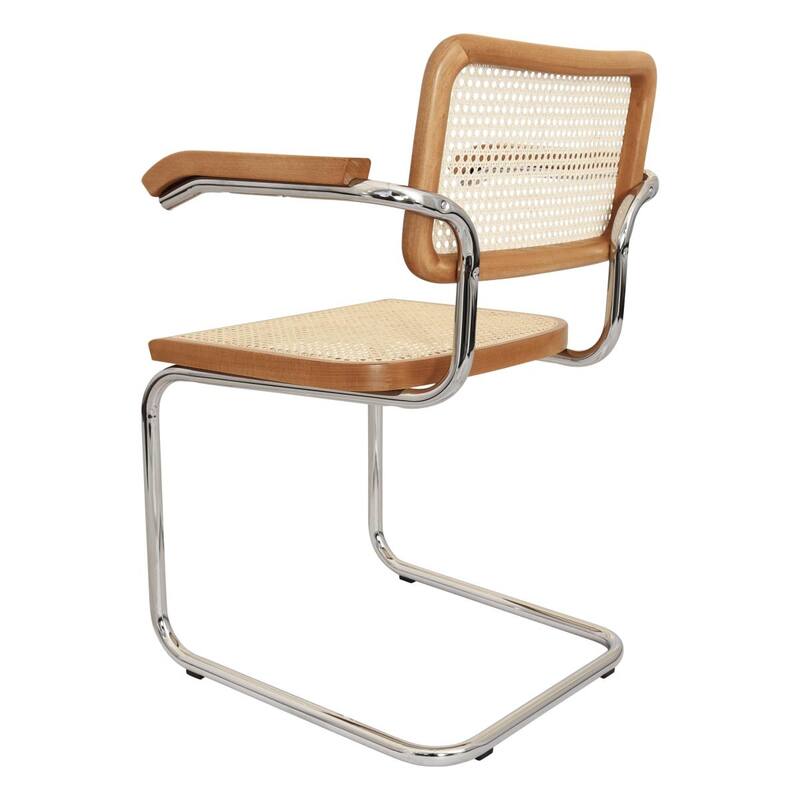 Breuer Chair Company Marcel Breuer Cesca Cane Cantilever Armchair Arm Chair w/ Chrome Steel Frame (Various Wood & Cane Colors)