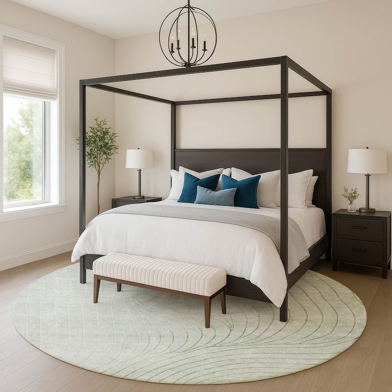 Premium Washable Super Soft Modern Wave Mayfield Rug - Aloe - 8' x 8'