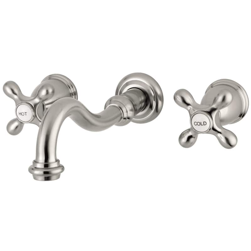 Kingston Brass Restoration 3-Hole Wall Mount Roman Tub Faucet - Brushed Nickel