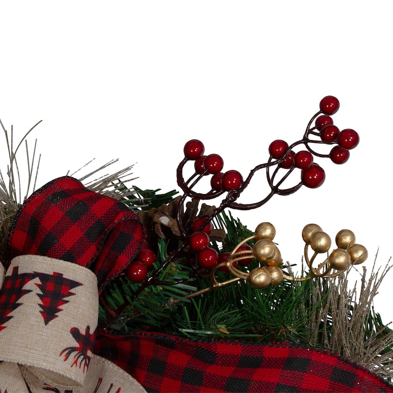 Bows and Berries Artificial Christmas Wreaths - 24-Inch Unlit - 24"