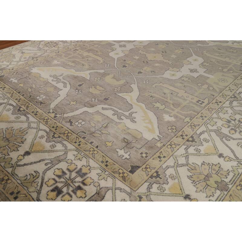 Oushak Indian Large Rug Hand-Knotted Wool Carpet - 10'0"x 13'8"