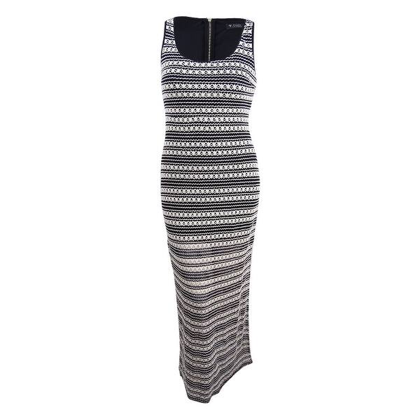 Shop Guess Women S Crochet Striped Maxi Dress 10 Black Beige