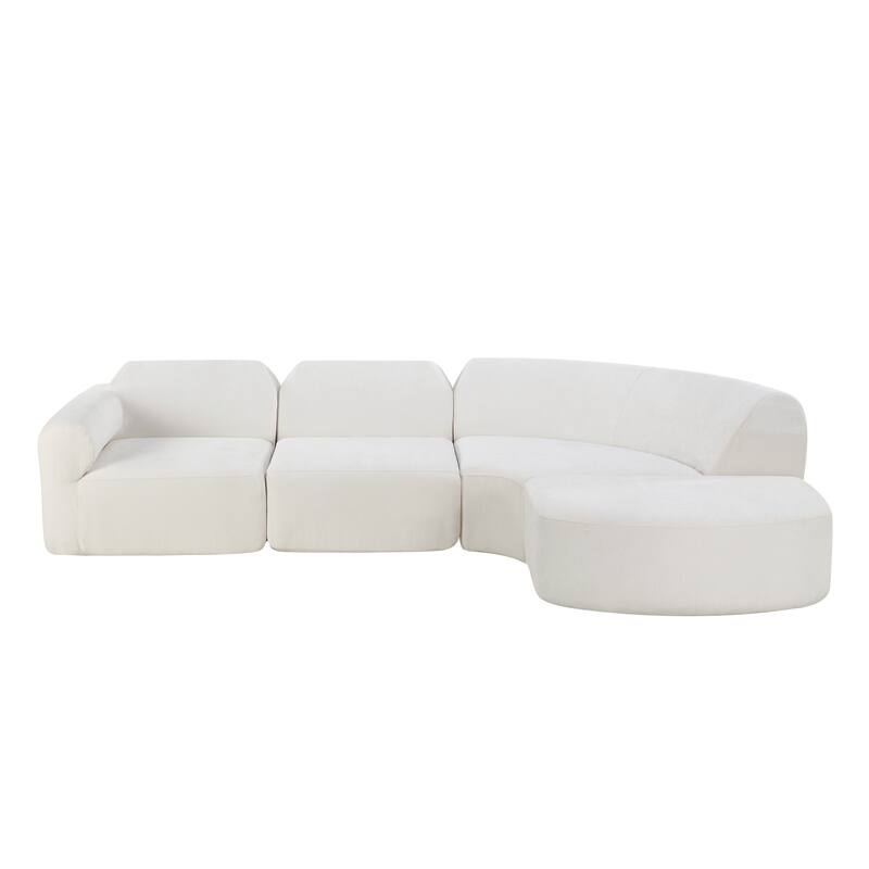 111" Modern Curved Sectional Sofa with Ottoman, 3-Piece Upholstered Deep Seat Sofa Set