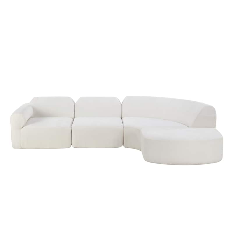 Christopher Knight Home - Modern Upholstered Curved Sectional Sofa with Deep Seat Ottoman