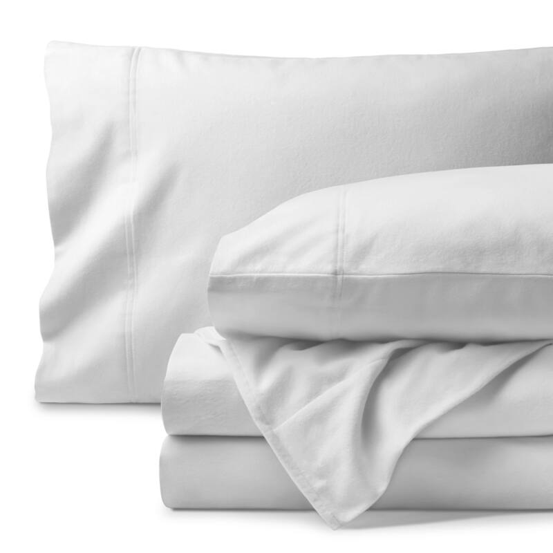 Bare Home Organic Cotton Flannel Sheet Set - Full - White