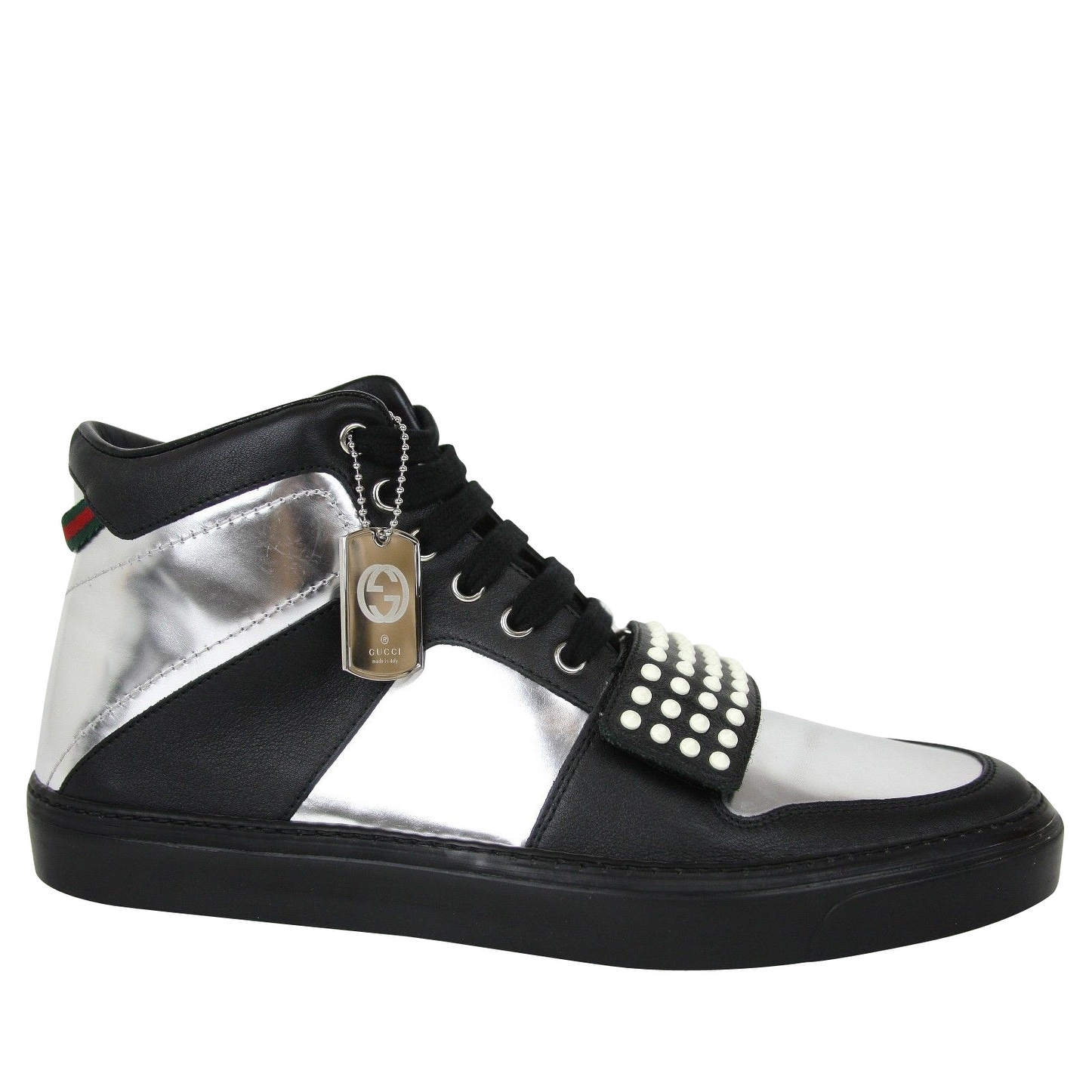 Uden Fabrikant tilbede Gucci Men's Limited Edition Silver / Black Leather High top Sneaker -  Overstock - 28880287