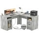 preview thumbnail 60 of 70, Modern Farmhouse L-Shape Desk with File Cabinet and Drawers, Homer Office Executive Desk with Charge Station