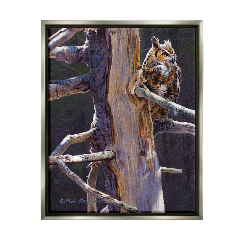 Stupell Owl in Rustic Tree Framed Floater Canvas Wall Art Design by Rod ...