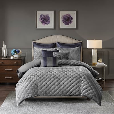 Madison Park Signature Sophisticate Grey Velvet Comforter Set