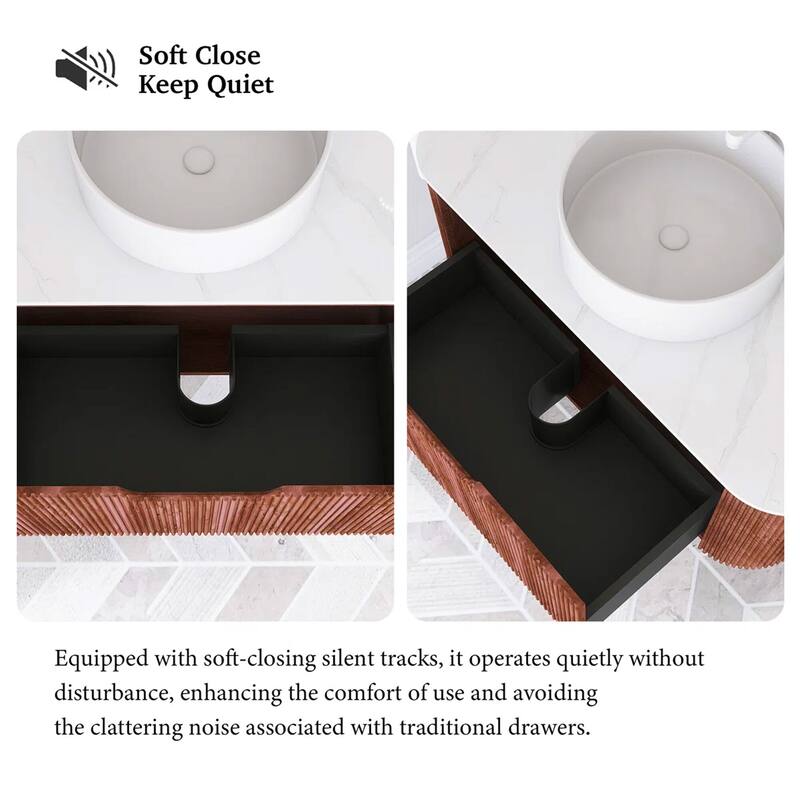 Wall-Mounted Bathroom Vanity with White Round Ceramic Sink