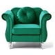 preview thumbnail 1 of 2, Tufted Velvet Accent Chair with Round Pillow - 39" - Green