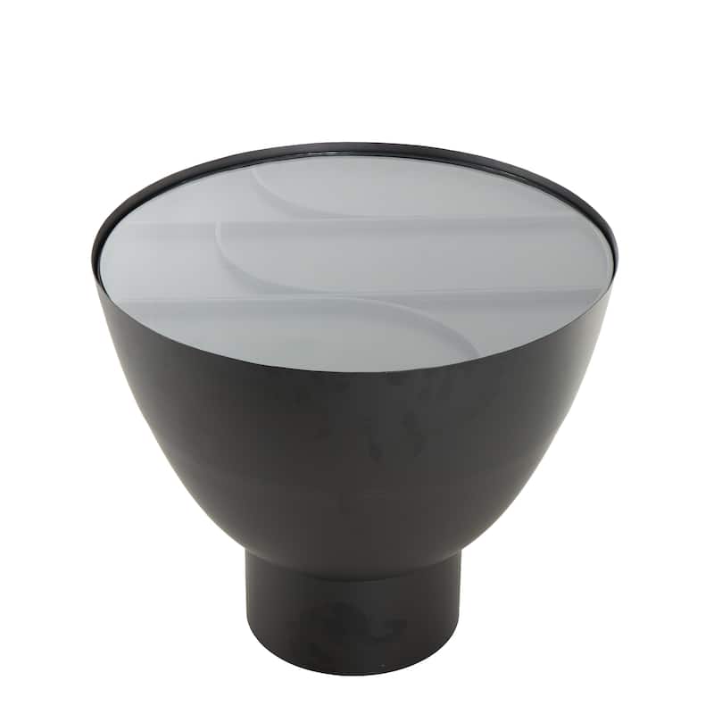 Metal Geometric Accent Table with Glass Tabletop and Elevated Base - Black - Roche River Decor