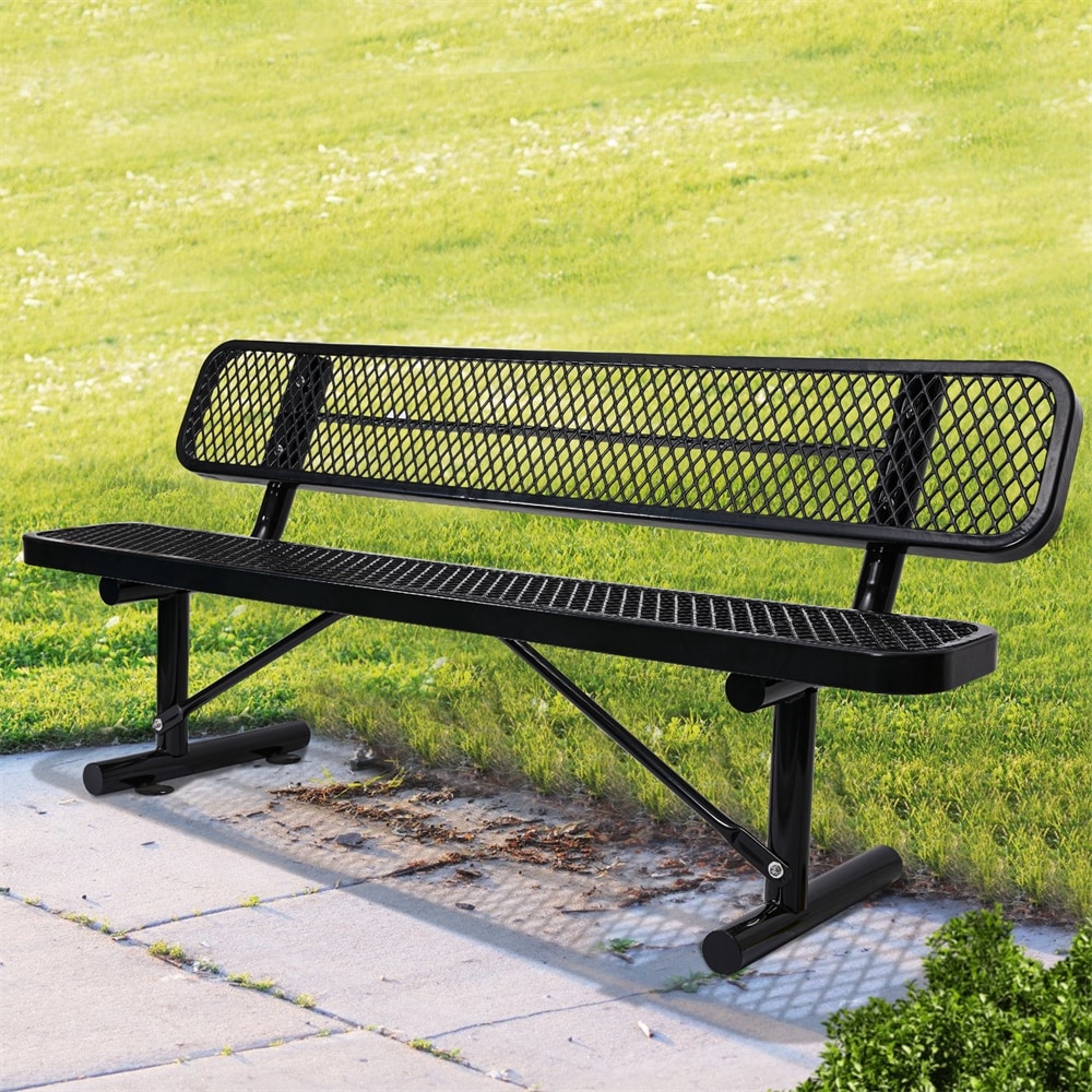 6 ft. Outdoor Steel Bench with Backrest