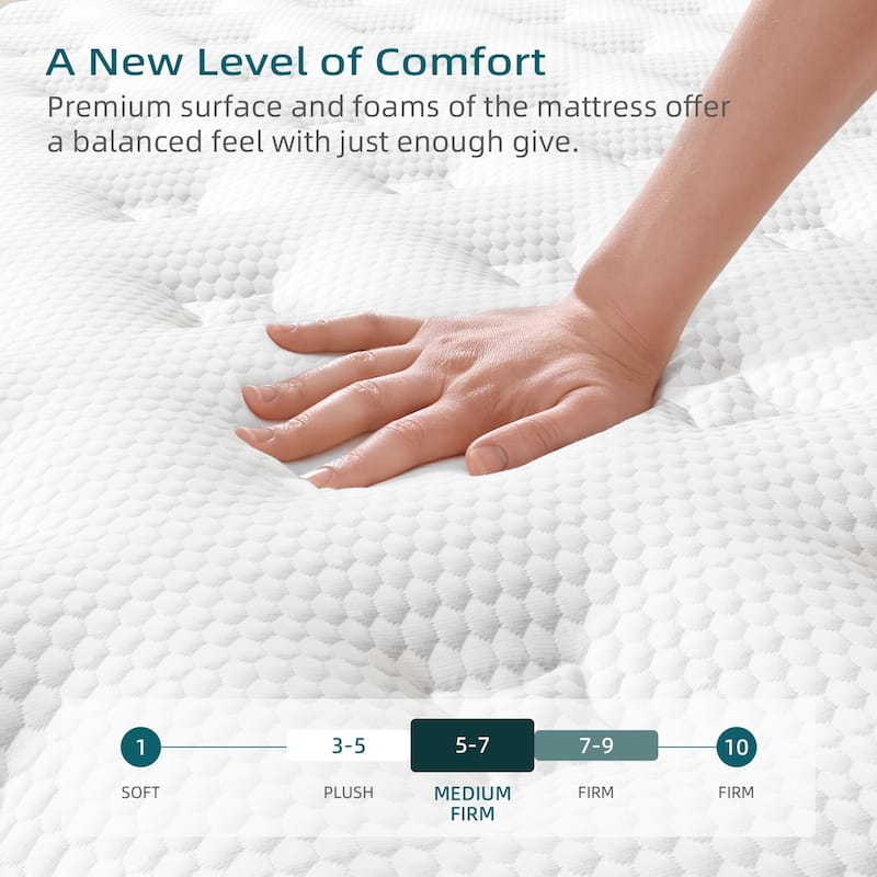 14-inch Medium Firm Gel Memory Foam Mattress with Pocket Spring Hybrid Mattress