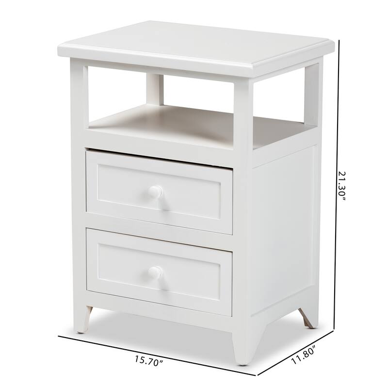 Baxton Studio Karsen Modern and Contemporary White Finished Wood 2-Drawer End Table