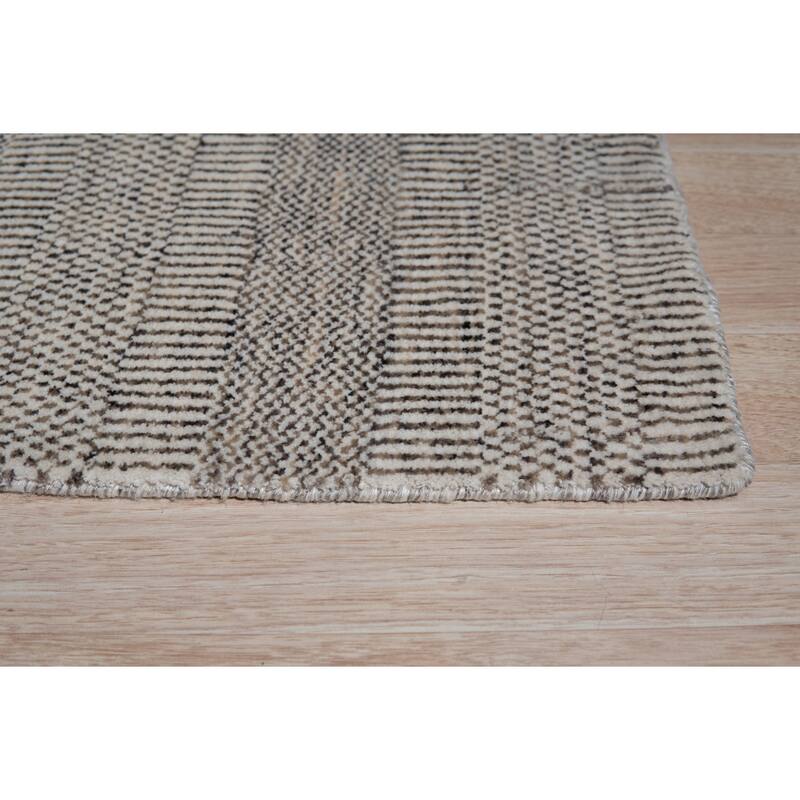Beige/Brown Hand Knotted Wool Modern Modern Grass Rug, 3' x 5', soft stylish floor rug - L