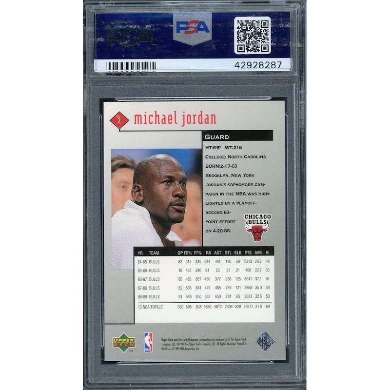 Michael Jordan 1998 Upper Deck Black Diamond Basketball Card #2 Graded PSA 9 MINT - 8'6" x 11'6"