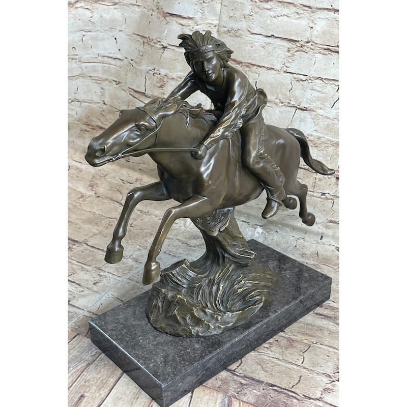 Bronze Sculpture By Antoine Bofill - Le Dernier D’Une Race - Native American On Horse