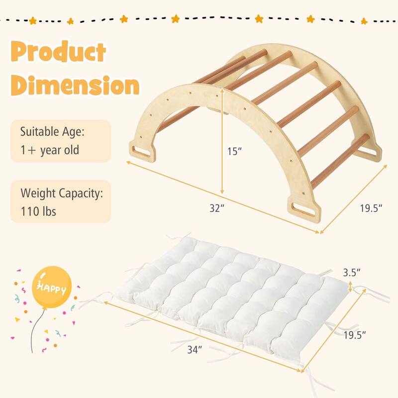 2-in-1 Montessori Wooden Arch Climbing Toys Children Learning Playset