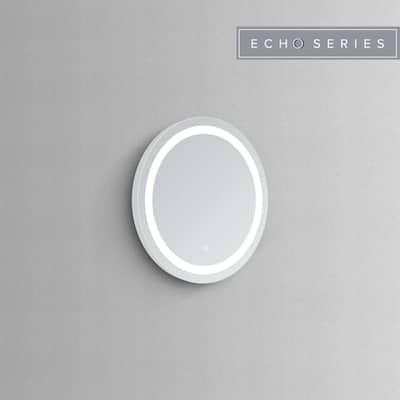 Modern Mirrors Solstice Round LED Lighted Bathroom Vanity Mirror, Wall Mounted Makeup Mirror with Defogger - 24 Inches