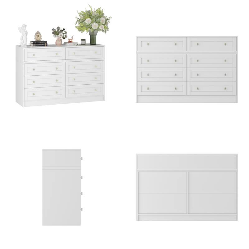 Multi-Functional White Dresser/Vanity Table Ample Storage 8 Drawers