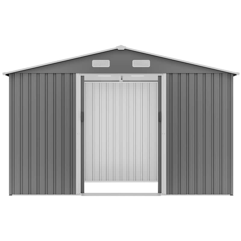GDFStudio - Evelyn Spacious Outdoor Waterproof Tool Storage Shed with Durable Metal Frame