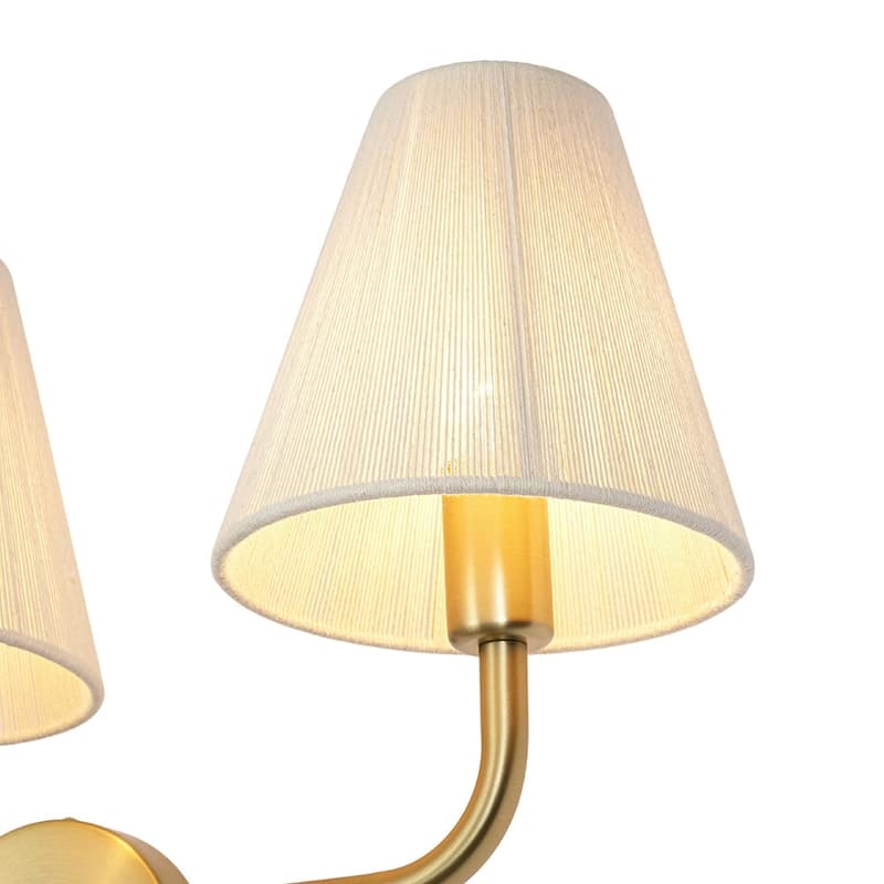 3-Light Woven Ivory String Shade Vanity Wall Lamp 23.6 in