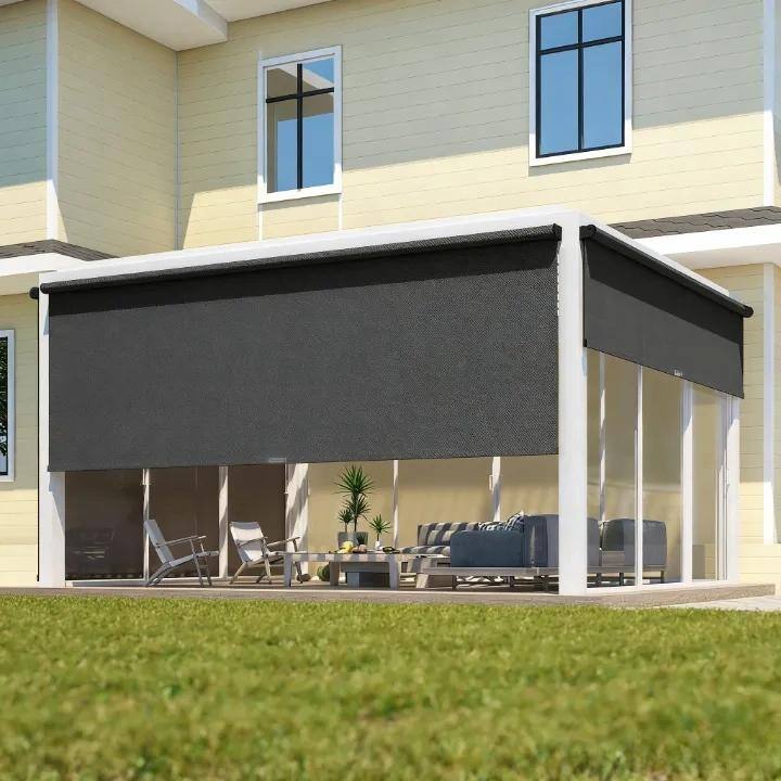 8' x 8' Outdoor Roller Shades - 8'W x 8'L - Black