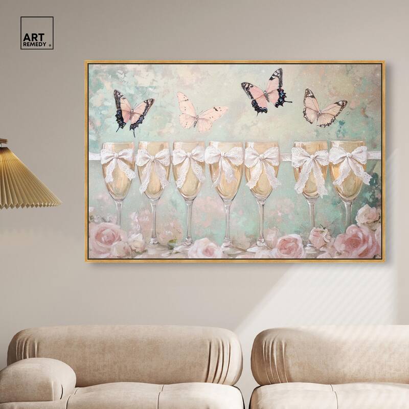 Champagne Mint and Pink Glass Canvas by Art Remedy