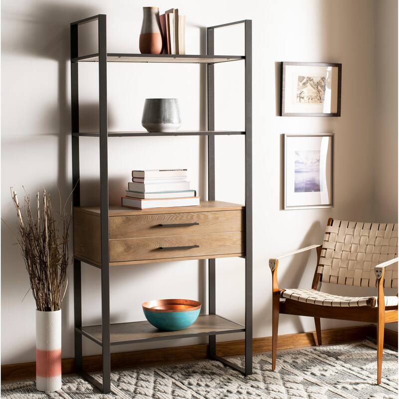 SAFAVIEH Edrie 4-Tier 1 Drawer Etagere Metal - 32" x 18" x 72" - 32Wx18Dx72H