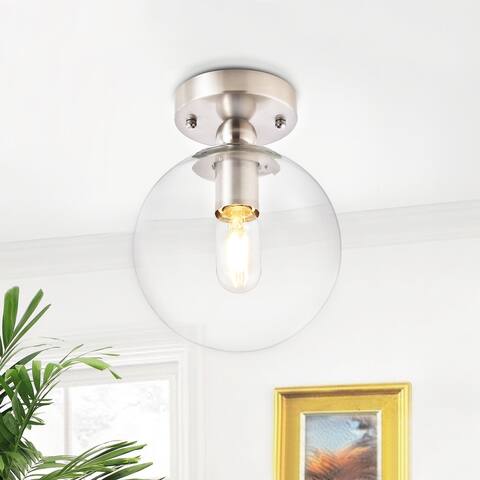GetLedel 1-Light 7.9-inch Glass Globe Semi Flush Mount Ceiling Light