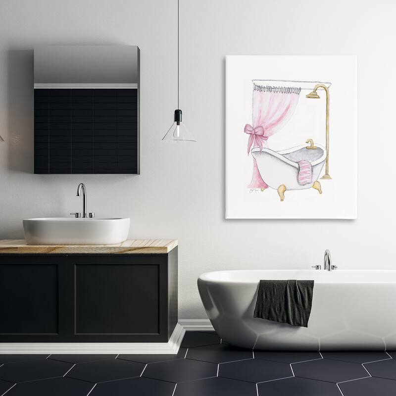 Stupell Simple Glam Bathroom Tub Canvas Wall Art Design By Janet Tava