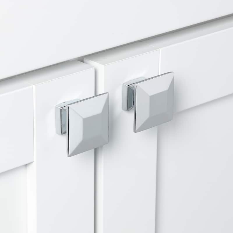 GlideRite 5-Pack 1-3/8 in. Polished Chrome Modern Square Cabinet Knobs - Polished Chrome