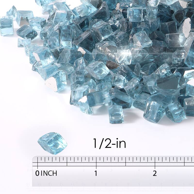 10 lbs. 1/2-in Blue Reflective Tempered Fire Glass for Gas Fire Pit