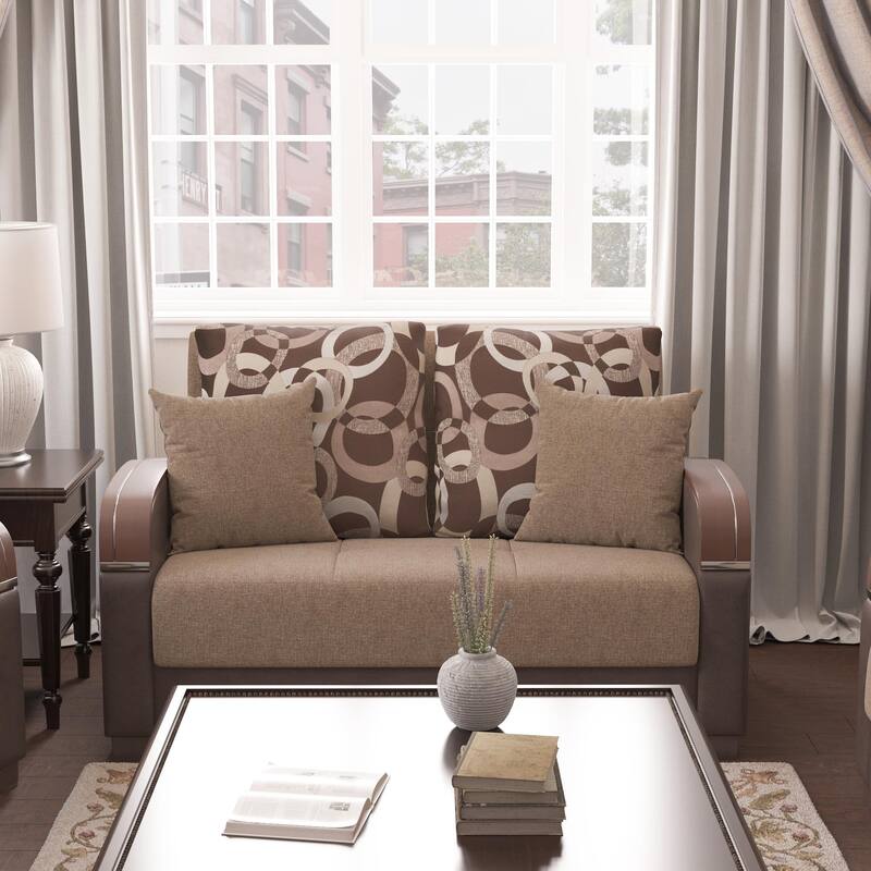 Collection Upholstered Convertible Loveseat With Storage