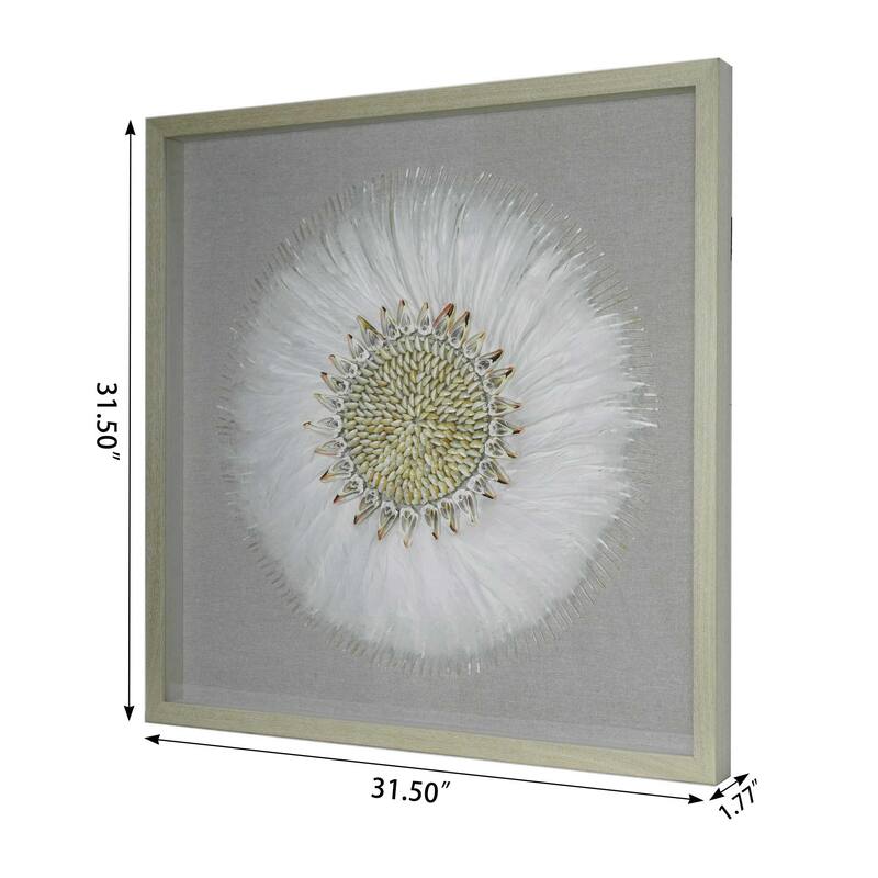 HUJI Feather & Shell Wreath Shadow Box Wall Decor