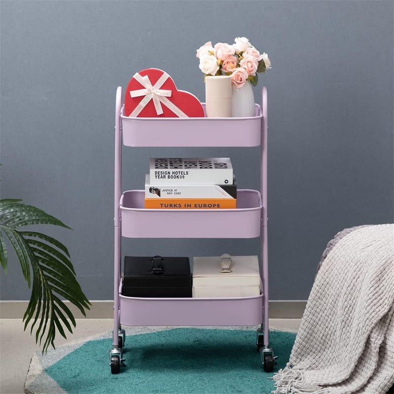3 Tier Metal Utility Cart - 11.42"D x 15.35"W x 30"H