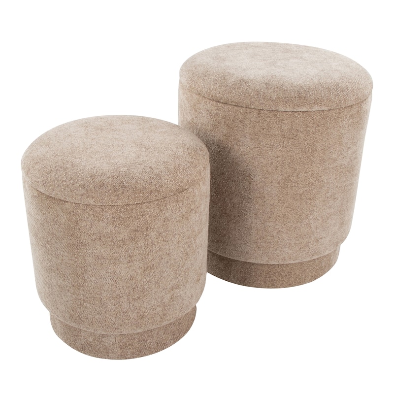 Marla Upholstered Contemporary Ottoman Set in Fabric by LumiSource