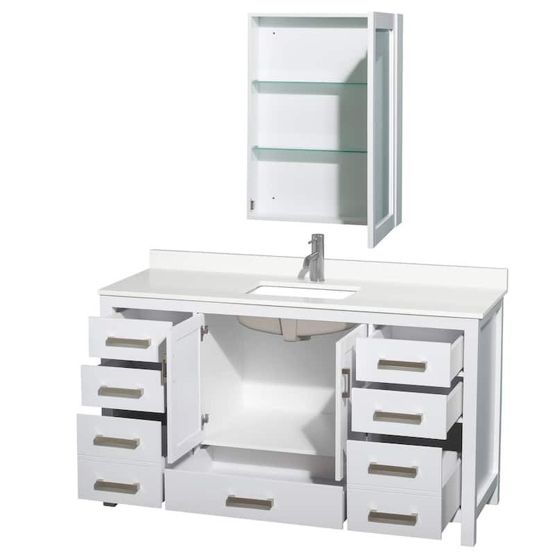 Wyndham Collection WCS141460S-QTZ-UNSMED Sheffield 60" Free Standing