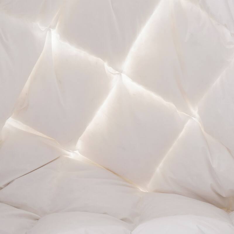 All Season 100% Cotton White Goose Feather Down Comforter with Pinch Pleat Design