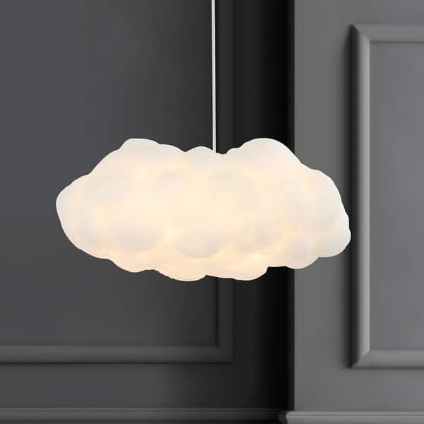 Homer 23" 2-Light Modern Contemporary Silk LED Cloud Pendant, White by JONATHAN Y