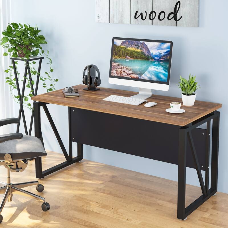 L-Shaped Computer Desk, 55 inches Executive Desk with lateral File Cabinet