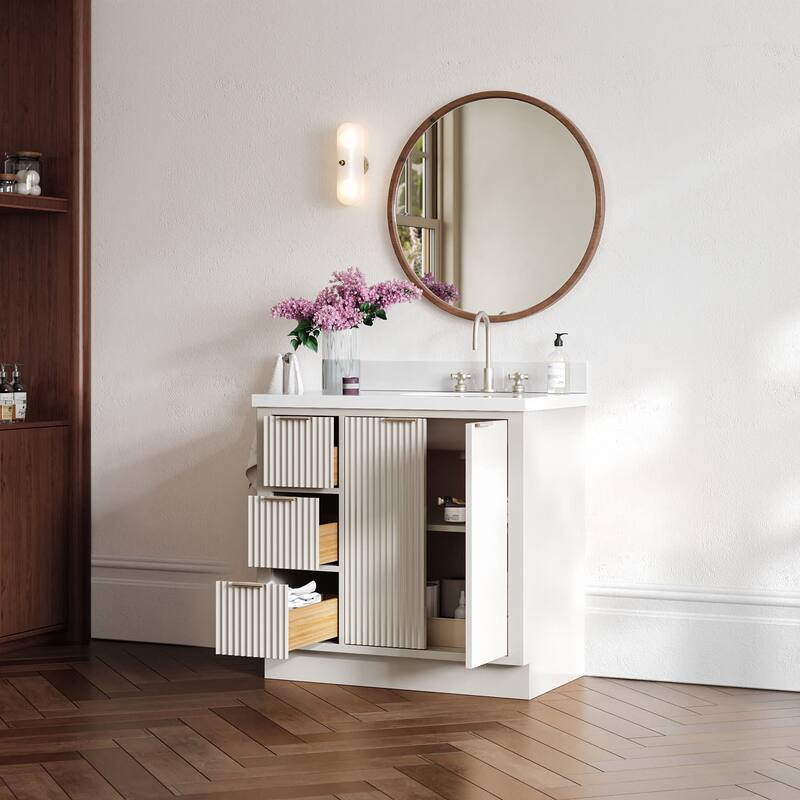 Ariel P37RWQOVO Milan 37" Free Standing Single Oval Basin Vanity Set