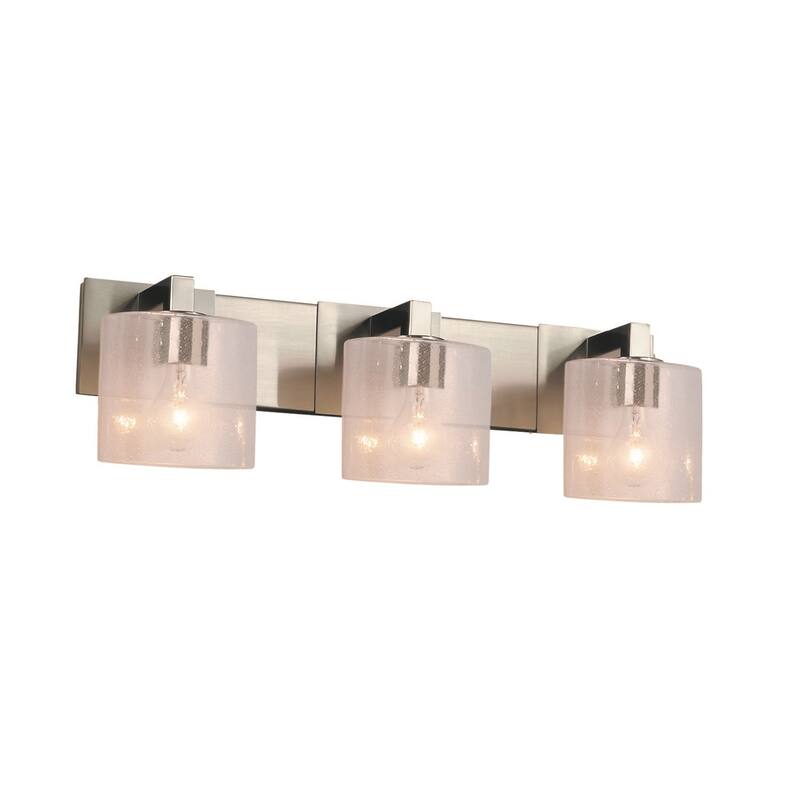 Justice Design Fusion Modular 3-Light LED Bath Bar, Oval Seeded Artisan Glass Shade - Brushed Nickel