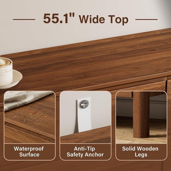 dimension image slide 5 of 7, FURNIWAY Walnut Drawer Tall Dresser, Modern Chest with Hidden Handles, Storage Organizer