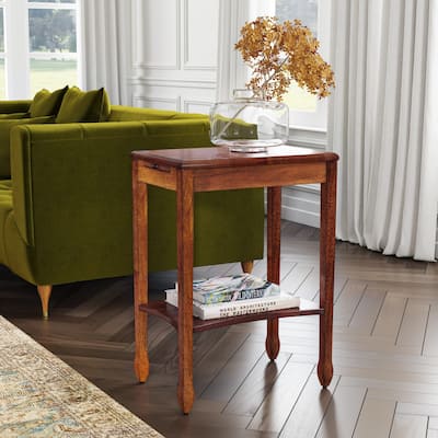Handmade Butler Gilbert Olive Ash Varnished Wood Veneer Burl End Table