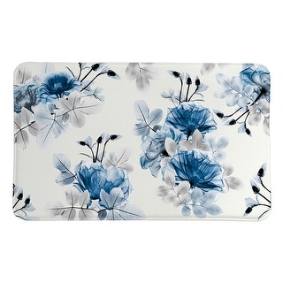 Laural Home Whispering Blue Botanicals Memory Foam Rug