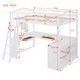 preview thumbnail 9 of 52, Solid Wood Loft Bed with Bulit-in U-shaped Desk and 2 Drawers, Full Size Loft Bedframe with Storage Shelves and Tri-fold Mirror